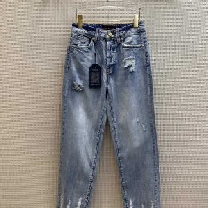 Louis Vuitton Clothing Jeans Blue Light Embroidery Spring Collection