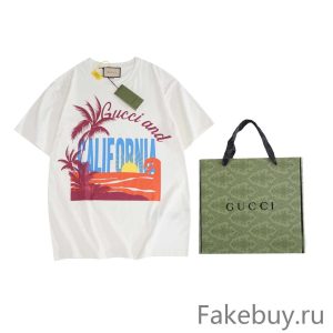 Customize Best Quality Replica Gucci Clothing T-Shirt 2023 Luxury Replicas Yellow Printing Cotton Fabric Short Sleeve