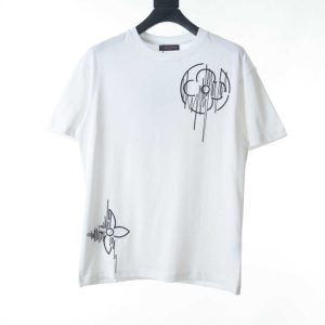 Louis Vuitton Clothing T-Shirt AAAA Quality Replica Embroidery Short Sleeve